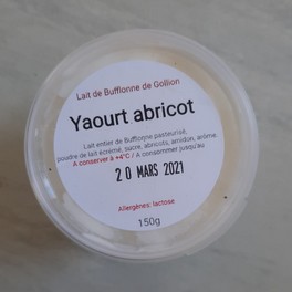 Yogourt de Bufflonne Abricot - Ferme du Moulin d'Amour
